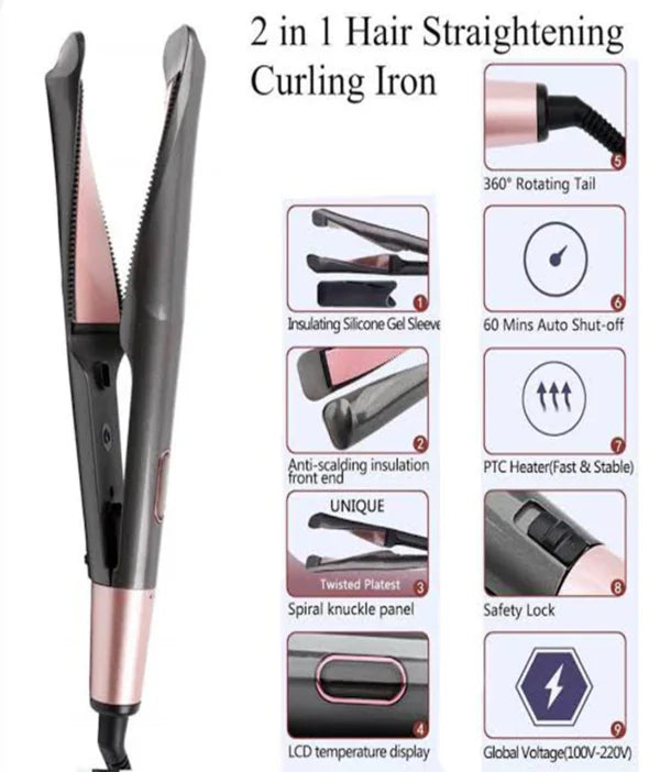 Unique Twisted Plate 2 in 1 Hair Curling
