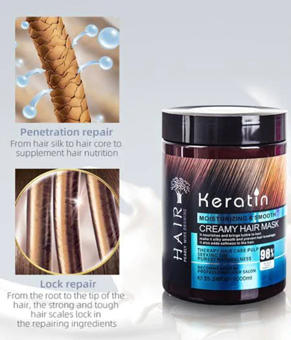 Argan Keratin Creamy Hair Mask Moisturizing & Smooth 1000ML. -